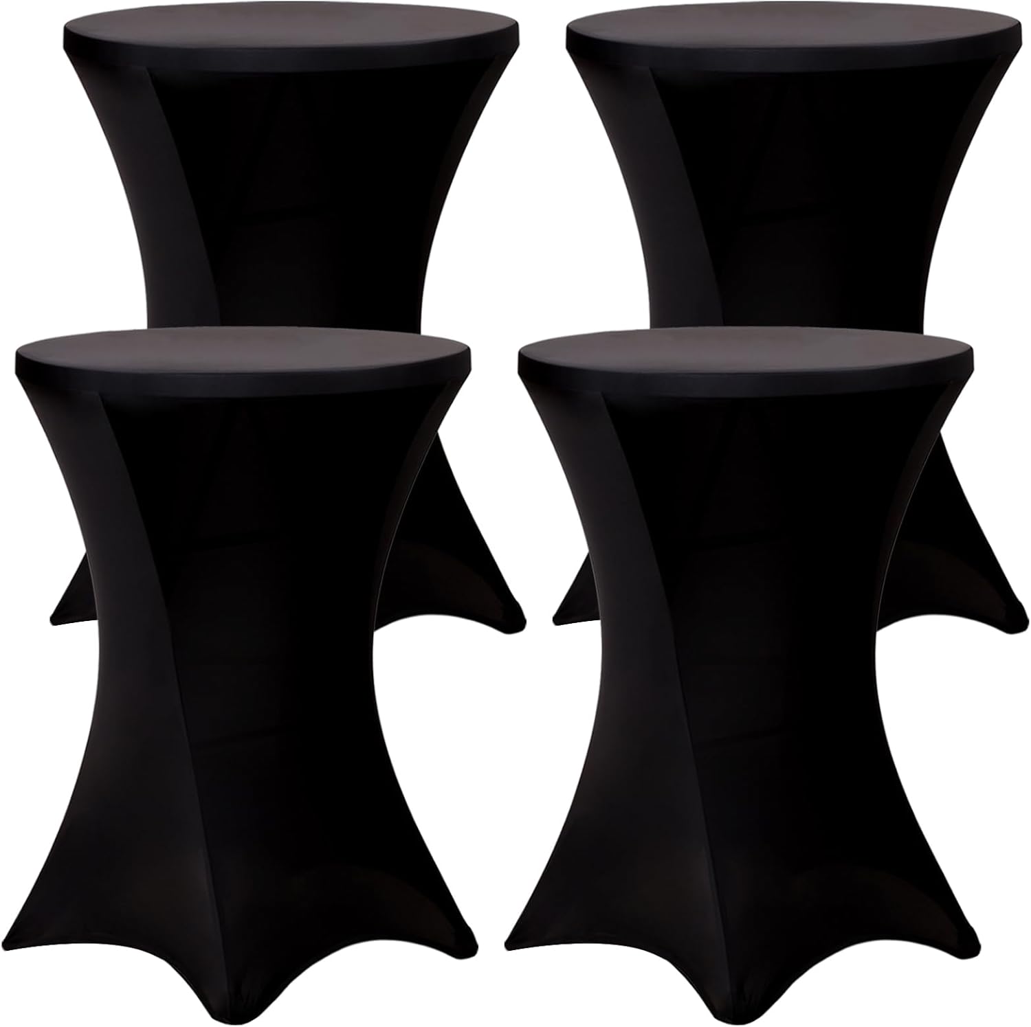 Fixwal 4 Pack Spandex Cocktail Table Covers Black Stretch Round
