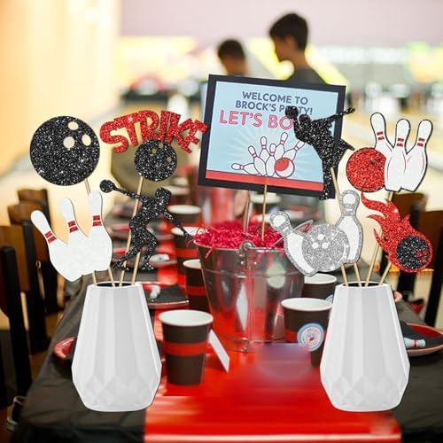Bowling Party Centerpiece Sticks 16PCS Glitter Decorations