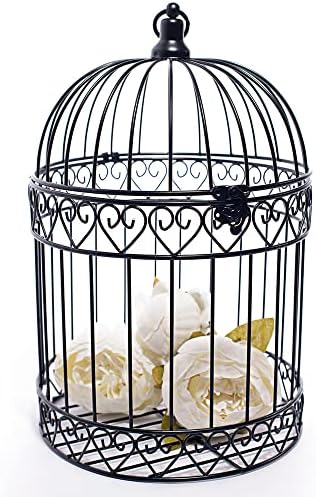 Andersons Decorative Black Wire Birdcage Wedding Centerpiece