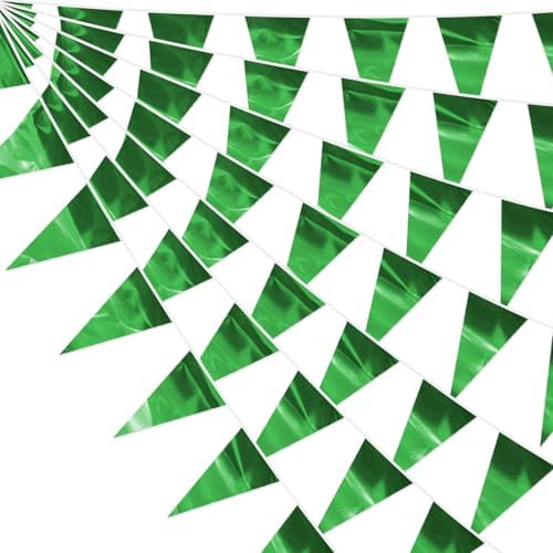 65FT Green Glitter Triangle Pennant Banner Garland for Parties