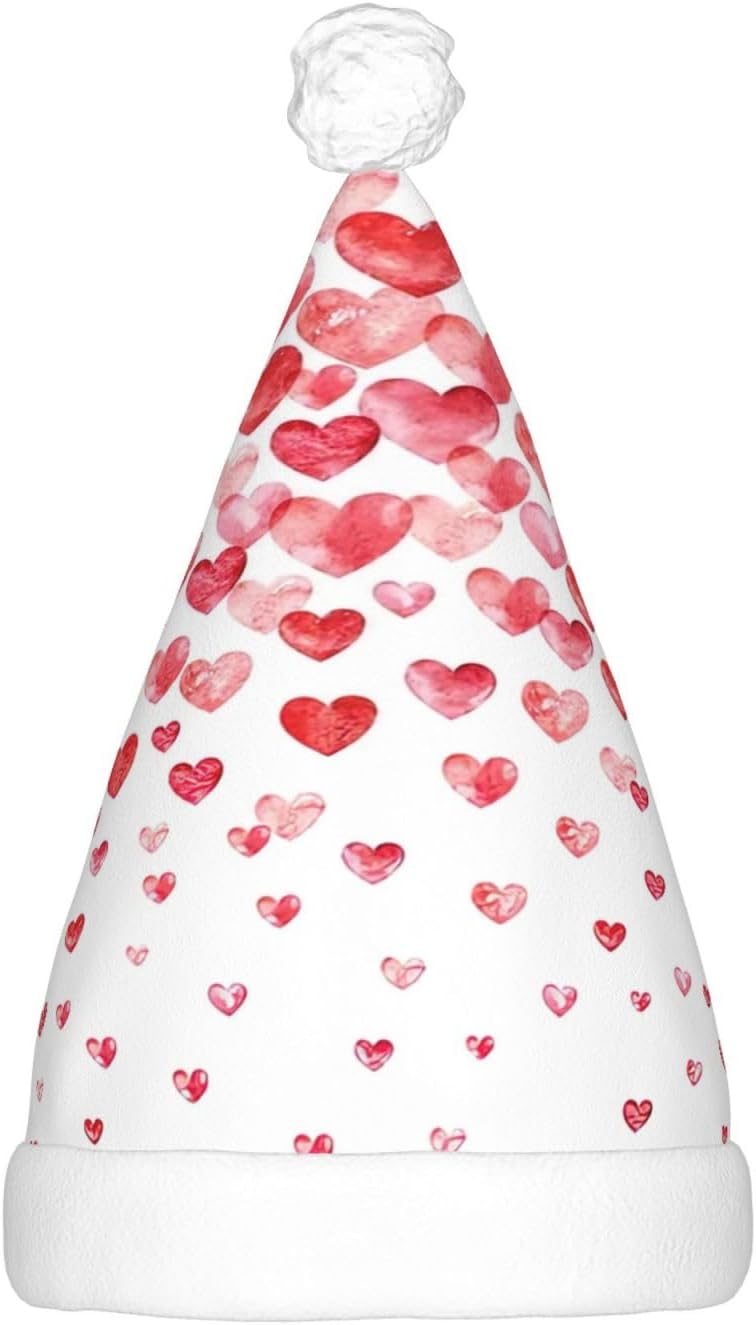 Falling Red Hearts Christmas Hat with LED Lights