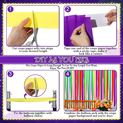 Pasimy 36 Rolls Crepe Paper Streamers Rainbow Decorations