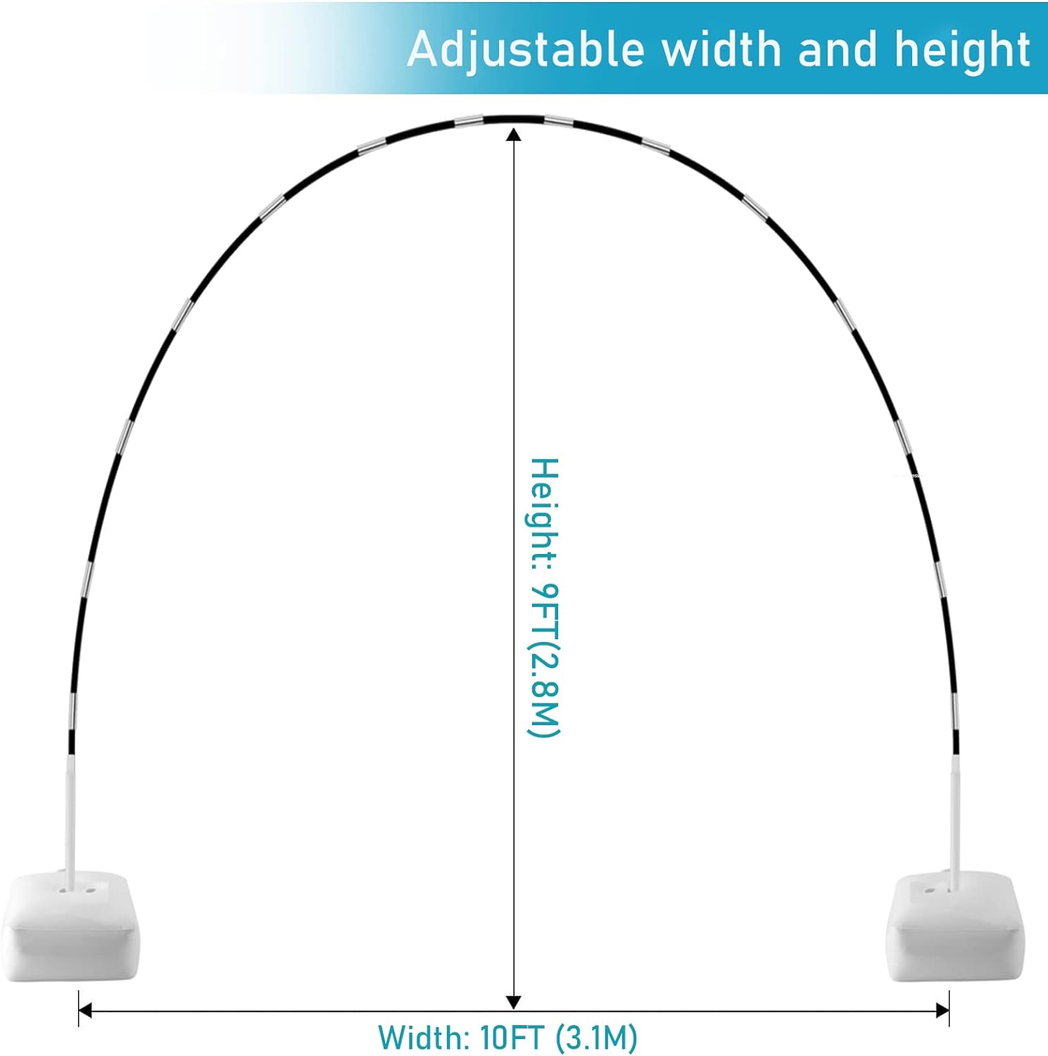 Improved Balloon Arch Kit 10ft Wide 9ft Tall Adjustable Stand