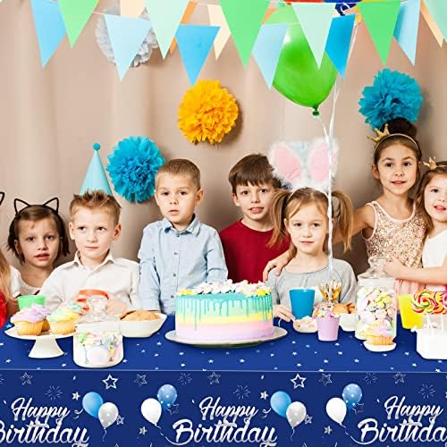 Tegeme Navy Blue Starry Confetti Table Covers - 3 Pack for Birthday Parties