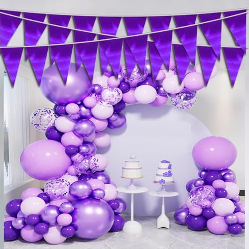 40M Purple Triangle Pennant Banner Garland for Celebrations
