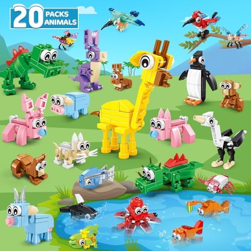 HOGOKIDS 20 Pack Animal Building Blocks Set