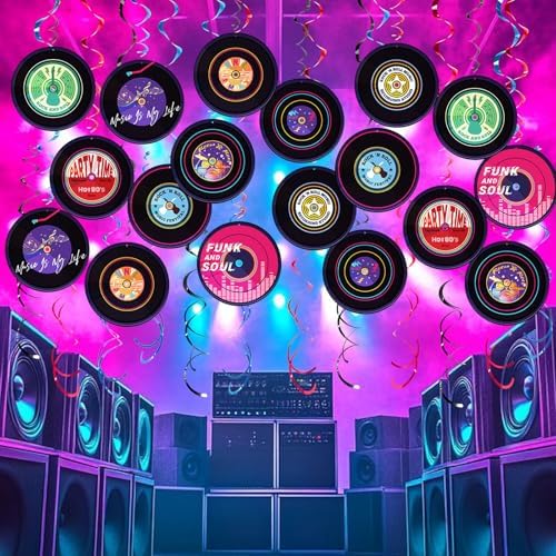 Rock and Roll Record Party Hanging Swirls 48 Pcs