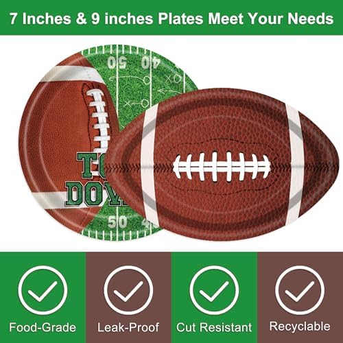 Football Party Supplies Kit Serve 24 Includes Plates Cups Napkins Banner Tablecloth