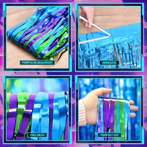 Mega-L Foil Fringe Curtains 2Pack for Game Party Backdrop