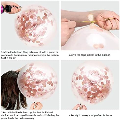 Rose Gold Confetti Balloons 50pcs 12 Inch Set with 33 Feet String