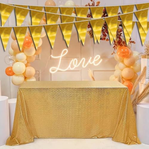 40M Gold Triangle Pennant Banner Garland for Parties