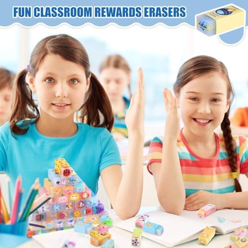 50 Pcs Cute Jelly Animal Pencil Erasers for Kids