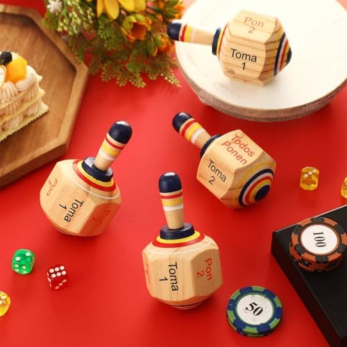 Poen 5 Piece Wooden Toma Todo Set Classic Mexican Spinning Top Game