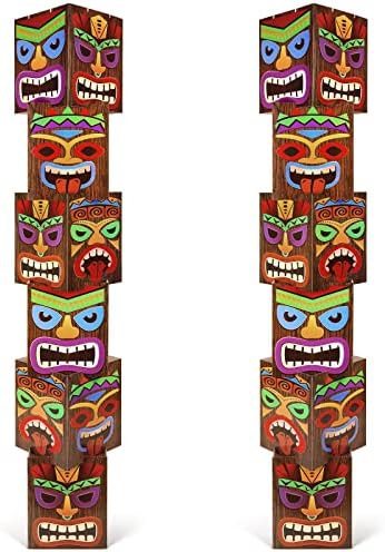 12 Pcs Tiki Totem Pole Decorations for Luau Party