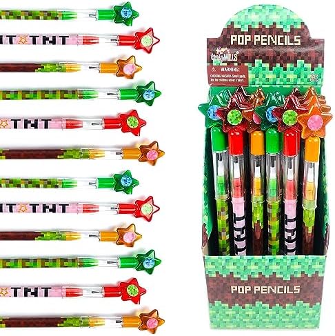 Tinymills 24 Pcs Pixel Miner Themed Pencils