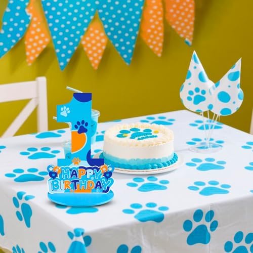 Dog Paw 1st Birthday Centerpiece Number Sign Decorations