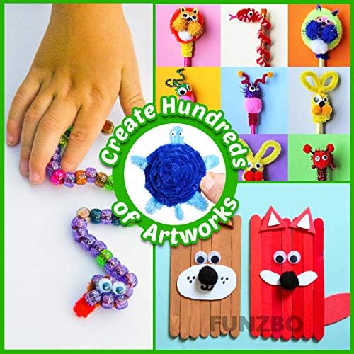 FUNZBO 1200pcs Craft Kit for Kids - Arts Crafts Supplies