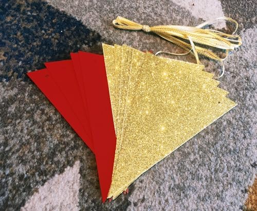 Red Gold Triangle Banners for Graduation and Christmas