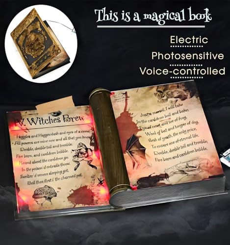Halloween Decorations Spell Book with Sound and Light