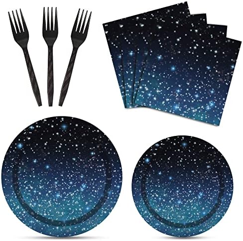 96 Pcs Galaxy Party Tableware Set for 24 Guests