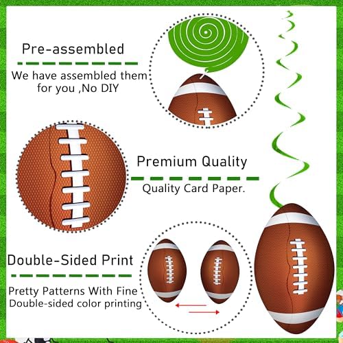 Football Party Hanging Swirls 20PCS Decorations