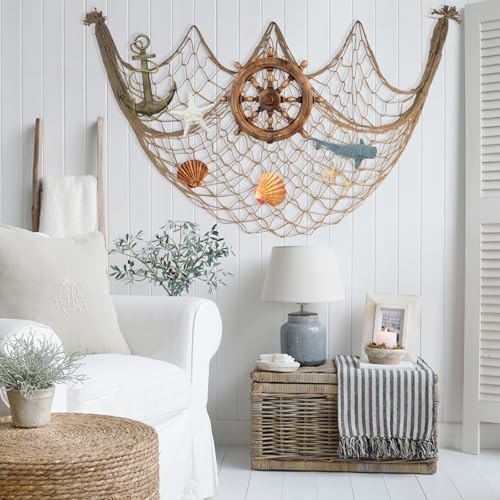 2 Pack Brown Fish Net Decorations 80x40 Inch