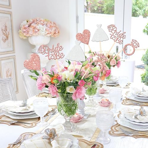 12 PCS Double Sided Glitter Heart Ring Centerpieces for Bridal Shower