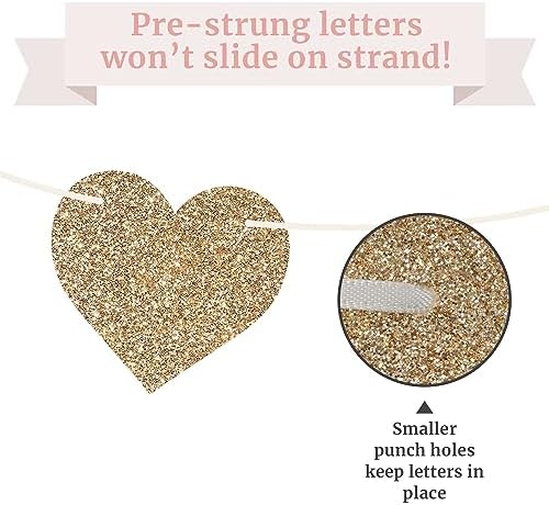 Pre-Strung Gold Glitter Wedding Banner - 8 ft Strand