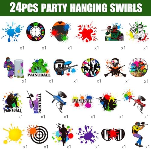 Paintball Party Hanging Swirls 24PCS Decorations