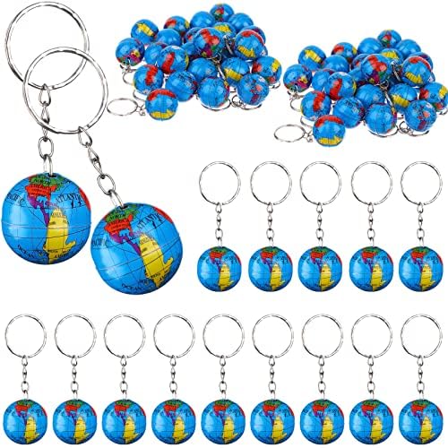 1 Inch Globe Keychains with Colorful Earth Replicas