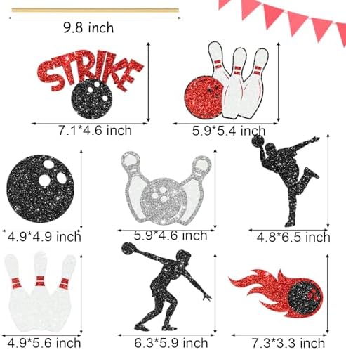 Bowling Party Centerpiece Sticks 16PCS Glitter Decorations