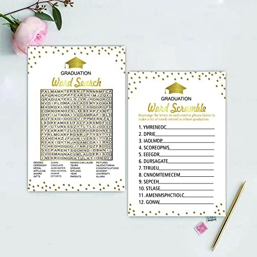 Graduation Party Word Scramble Game Cards 50 Pack