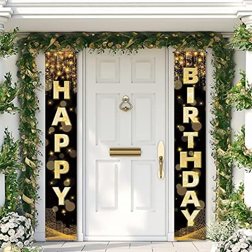 Happy Birthday Decorations Banner - Black Gold 72 x 12 Inch