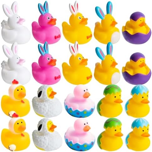 Haooryx Easter Rubber Ducks 20Pcs Party Favor Set