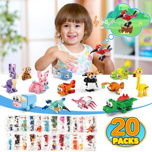 HOGOKIDS 20 Pack Animal Building Blocks Set