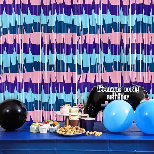 Gaming Party Backdrops 2 Pack Llama Tinsel Foil Curtains