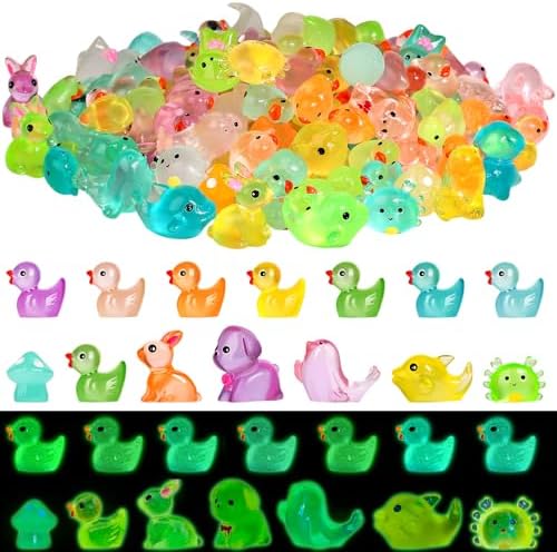 126 Pcs Glow-in-the-Dark Resin Ducks and Animals