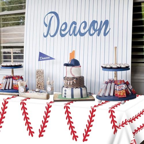 4 Pack Baseball Tablecloths - Rectangular Sports Party Covers for Kids