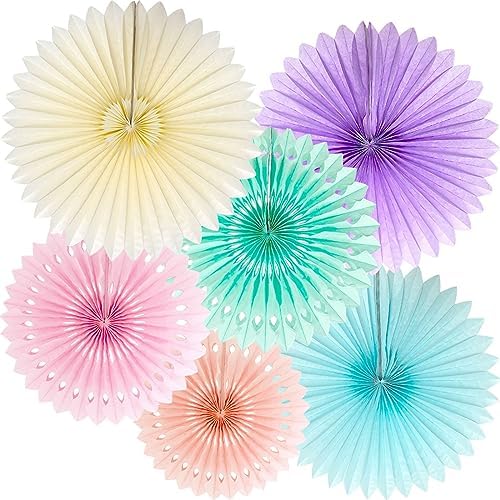 Pastel Rainbow Paper Fans Decorations