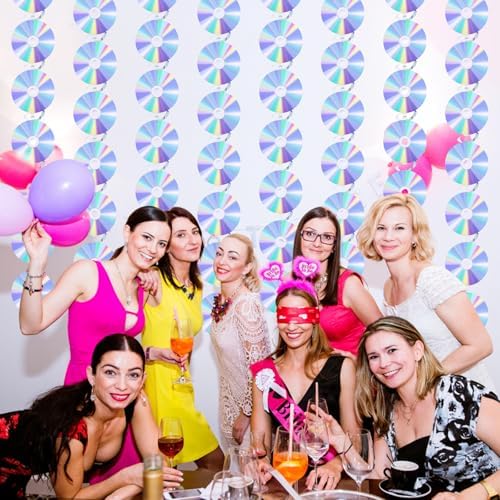 Y2K 90s Retro Party Decorations CD Swirls Hanging Streamers