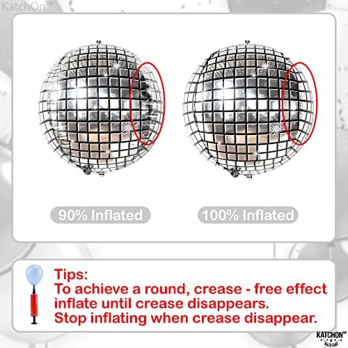 KatchOn Big Silver Disco Ball Balloons 22 Inch Pack of 6