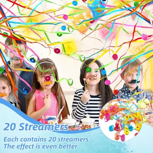 20 Pack No Mess Streamers for Birthday Wedding Party Celebration Blue