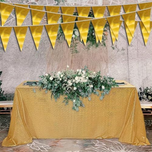 40M Gold Triangle Pennant Banner Garland for Parties