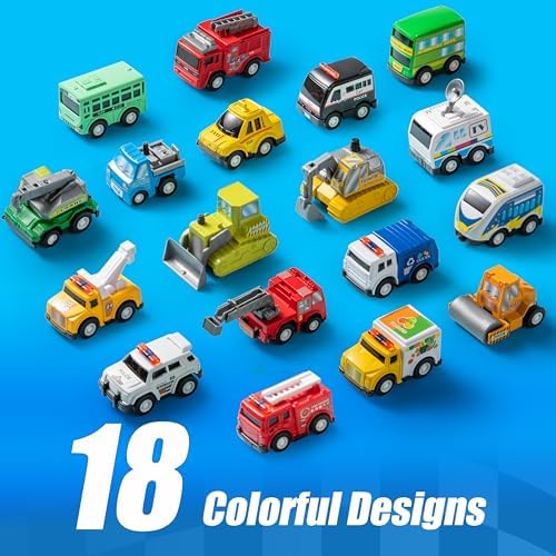 JOYIN 18 Pcs Friction Powered Toy Vehicles Set