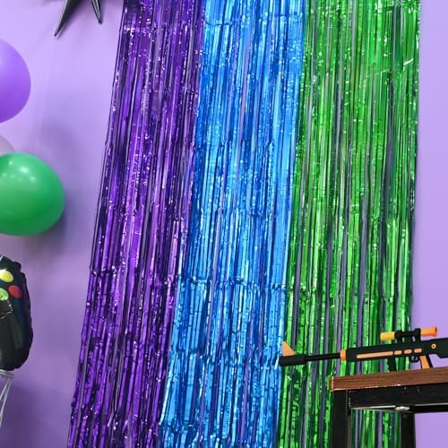 Mega-L Foil Fringe Curtains 2Pack for Game Party Backdrop