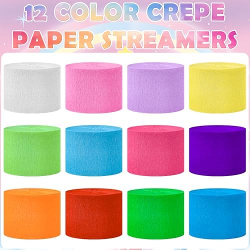 Oun Nana Crepe Paper Streamers 12 Rolls Pastel Rainbow