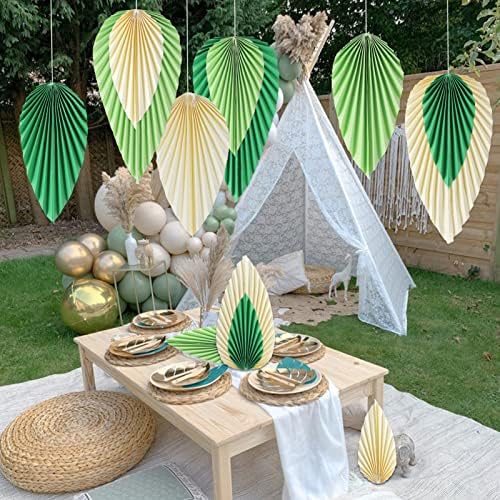SUNBEAUTY Paper Fans Set of 9 Decor Green