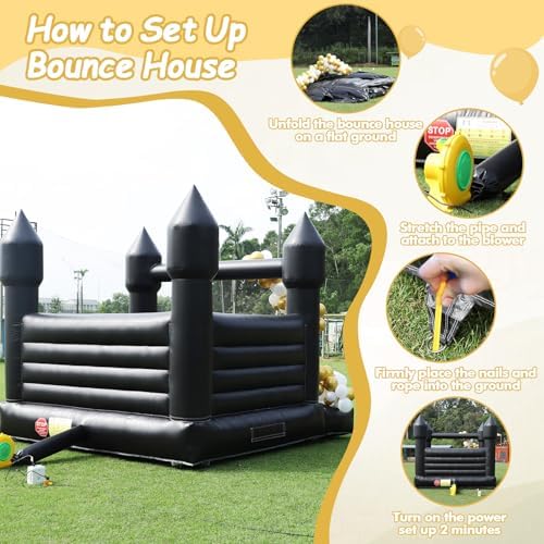 13FT Commercial Inflatable Black Bounce House for Halloween and Birthday Parties