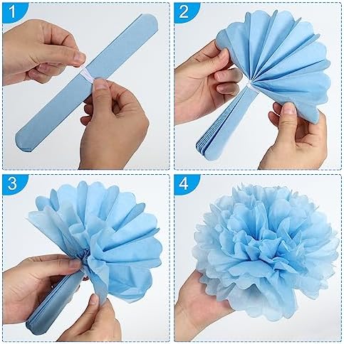 PATIKIL 4 Inch Tissue Pom Poms Flowers 10 Pack Mint Green