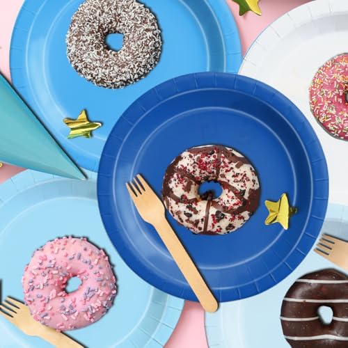 CMUSKO 60Pcs Blue Plates and Napkins Party Supplies